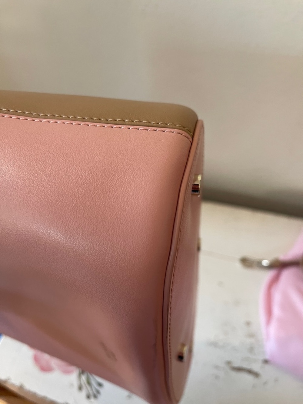 kate spade Pink and Tan Tote with Circular Top Handles - Picture 11 of 13